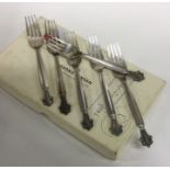 GEORG JENSEN: A good heavy set of six silver forks