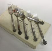 GEORG JENSEN: A good heavy set of six silver forks