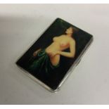 A heavy large silver and enamelled cigarette case