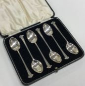 A cased set of six silver teaspoons. Sheffield. By