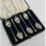 A cased set of six silver teaspoons. Sheffield. By