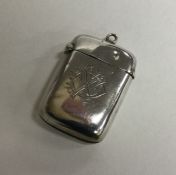 A late Victorian silver vesta with hinged top. App