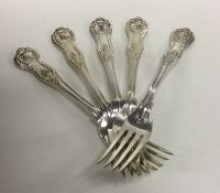 A heavy set of five Kings' pattern silver table fo