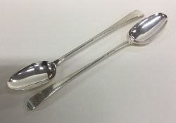 A good pair of early Georgian silver basting spoon