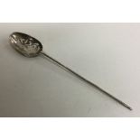 A good tapering silver mote spoon with pierced bow
