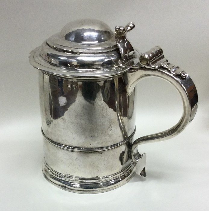 A rare Queen Anne silver lidded tankard with scrol - Image 4 of 4