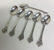 A good set of six silver lace back coffee spoons.