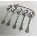 A good set of six silver lace back coffee spoons.