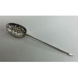 A Georgian silver tapering mote spoon with pierced
