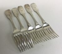 DUBLIN: A set of five Irish silver fiddle pattern