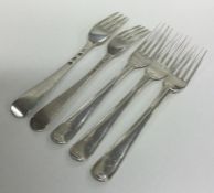 DUBLIN: A rare set of five Georgian silver table f