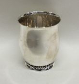 A heavy Continental silver goblet with rope twist