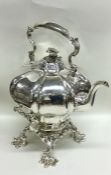 A massive fine quality silver kettle on stand of p