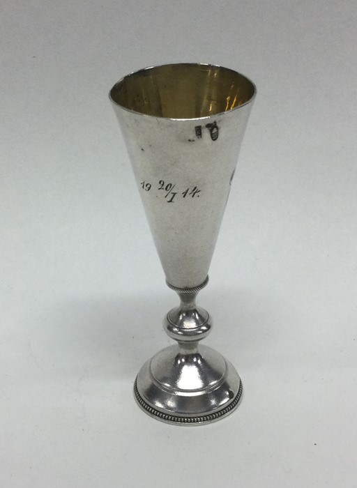 RUSSIAN: A tapering silver vodka tot with engraved - Image 2 of 2