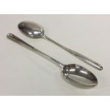 A good pair of rare Victorian silver marrow spoons