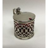 A good Edwardian silver mustard pot with pierced d