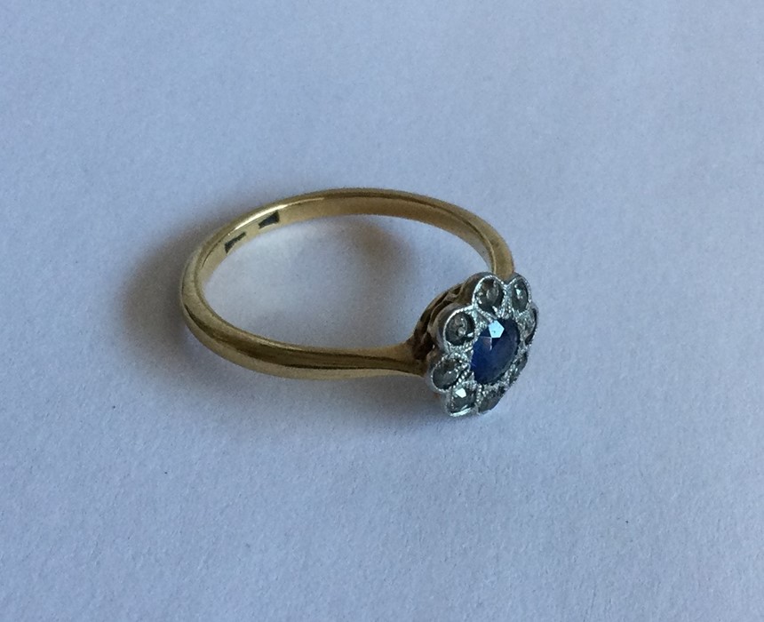 An 18 carat sapphire and diamond daisy head cluste - Image 2 of 4