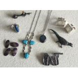 A good selection of silver mounted jewellery. Est.