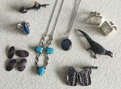 A good selection of silver mounted jewellery. Est.
