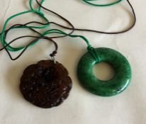 Two Chinese agate necklaces. Approx. 57 grams. Est