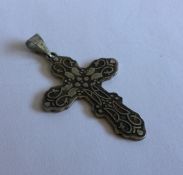 A Russian silver cross with loop top. Approx. 11 g