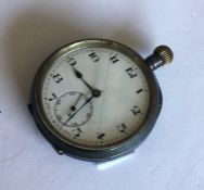 A silver open faced pocket watch together with an