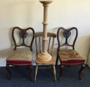 A pair of Edwardian mahogany dining chairs togethe