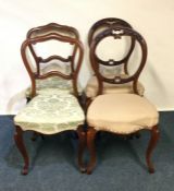 Two good pairs of Victorian dining chairs. Est. £3