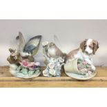 Two Lladro figures of birds together with one of a