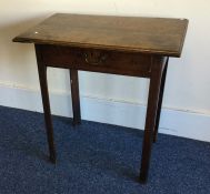 A Georgian oak single drawer table. Est. £15 - £20