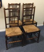 A set of four Georgian chairs with cane seats and