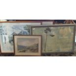 Four framed and glazed prints. Various scenes and