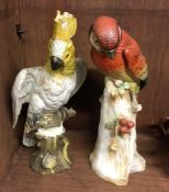 Two large pottery figures of parrots. Est. £20 - £