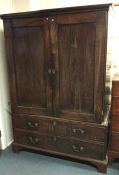 A good Georgian two drawer mahogany linen press wi