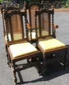A set of three (plus one) oak barley twist chairs.