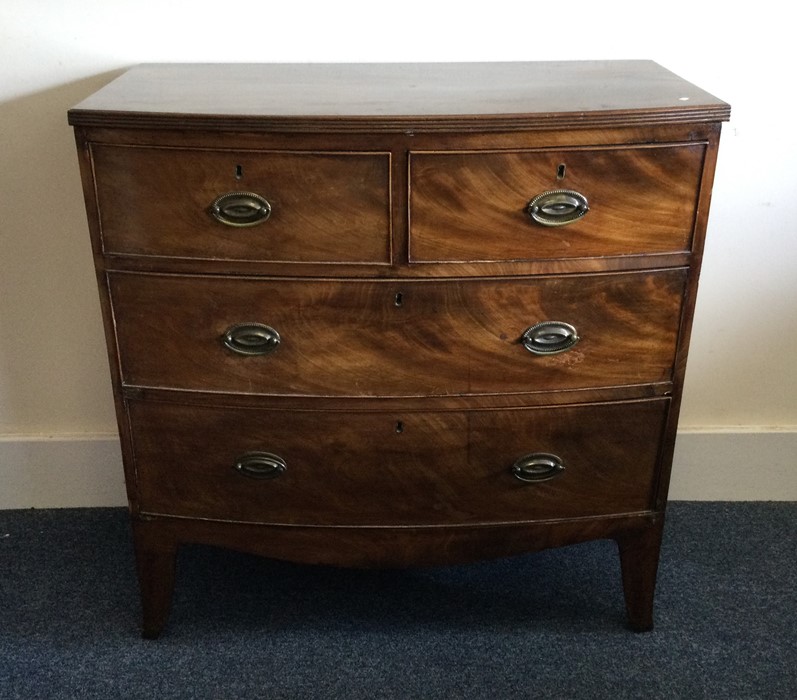 A Georgian mahogany bow front chest on four taperi - Image 2 of 2