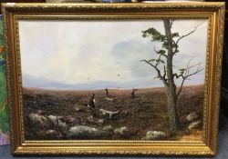 BARBARA HICKIN: (British): A gilt framed oil on ca