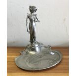A WMF pewter figure of a lady of stylised form mod