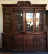 A good large Victorian mahogany breakfront bookcas