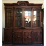 A good large Victorian mahogany breakfront bookcas