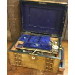 A Victorian jewellery / sewing box and contents. E