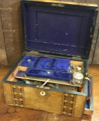 A Victorian jewellery / sewing box and contents. E