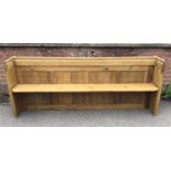 A good oak church pew. Approx. 205cm in length. Es