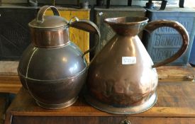 A copper jersey can together with a jug. Est. £20