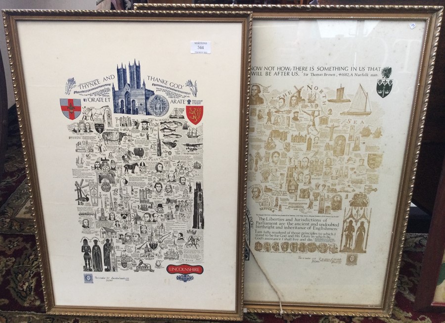 Three various City depiction pictures; one unframe