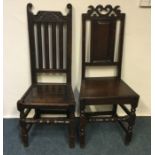 Two early Georgian oak chairs with panelled seats