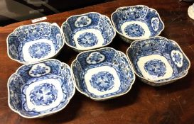 A good set of six Chinese blue and white rice bowl