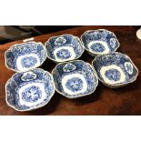 A good set of six Chinese blue and white rice bowl