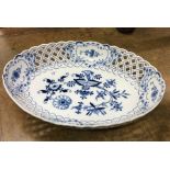 MEISSEN: An oval blue and white serving dish of ty