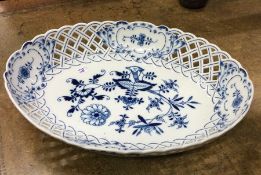 MEISSEN: An oval blue and white serving dish of ty